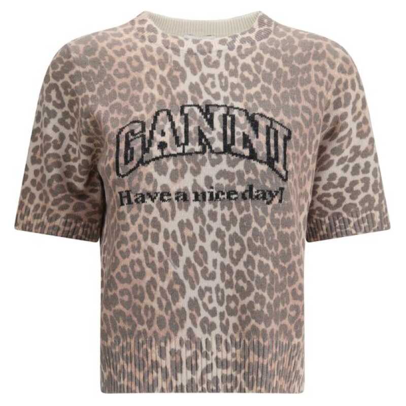 Ganni Leopard print short sleeve Sweater, theFeinheit