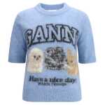 Ganni Puppies Short Sleeve Sweater