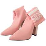 Gcds Chic Pink Suede Ankle Boots With Logo Socks 6