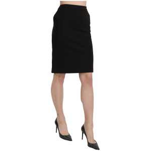 Gf Ferre Chic High Waist Black Linen Skirt