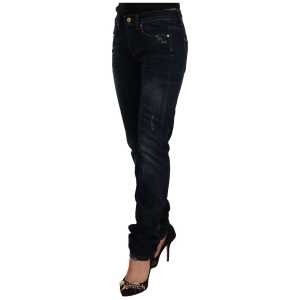 Gf Ferre Chic Mid Waist Skinny Jeans In Dark Blue Wash