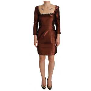 Gf Ferre Elegant Bronze Sheath Mini Dress With Square Neck 3
