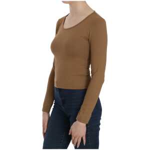 Gf Ferre Elegant Brown Fitted Blouse For Sophisticated Evenings