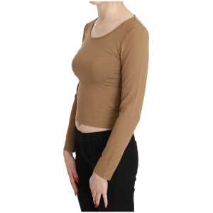 Gf Ferre Elegant Brown Long Sleeve Cropped Top
