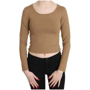 Gf Ferre Elegant Brown Long Sleeve Cropped Top 4