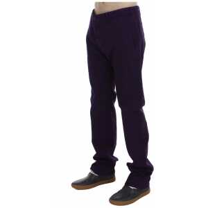Gf Ferre Purple Cotton Stretch Slim Chinos