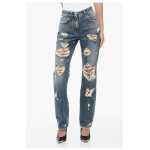 Givenchy Distressed Cotton Slim Fit Denims With Jewel Details 18cm
