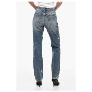 Givenchy Distressed Cotton Slim Fit Denims With Jewel Details 18cm 2