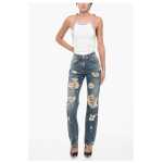 Givenchy Distressed Cotton Slim Fit Denims With Jewel Details 18cm 5