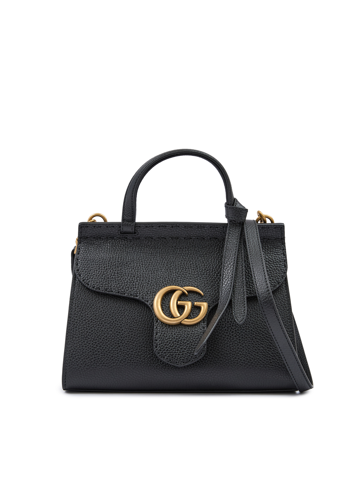 Gucci Black Leather Gg Marmont Handbag