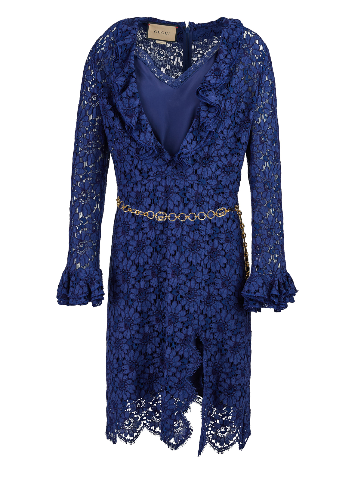 Gucci Blu Viscose And Cotton Mid Long Dress