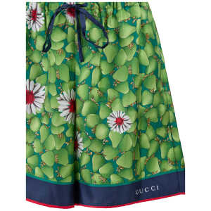 Gucci Green Flower Printed Silk Shorts 2
