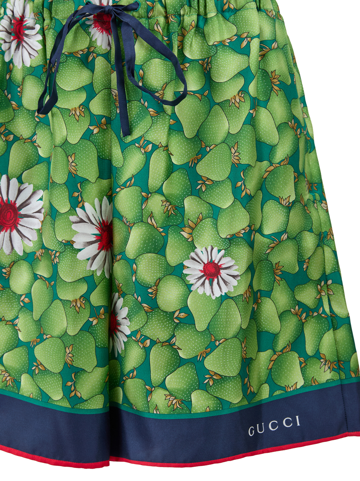 Gucci Green Flower Printed Silk Shorts 2
