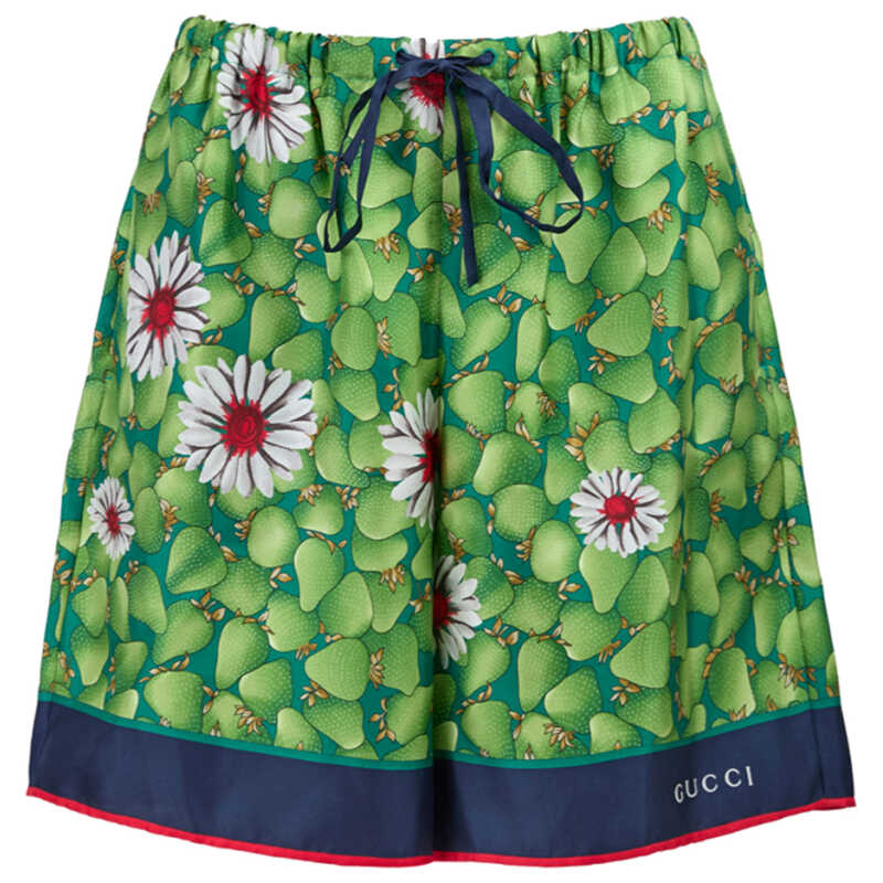 Gucci Green Flower Printed Silk Shorts, theFeinheit