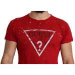 Guess Radiant Red Cotton Stretch T Shirt 3