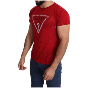 Guess Radiant Red Cotton Stretch T Shirt