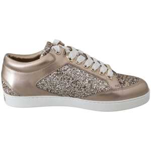 Jimmy Choo Ballet Pink Glitter Leather Sneakers 6