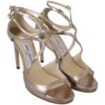 Jimmy Choo Ballet Pink Liquid Mirror Leather Sandals