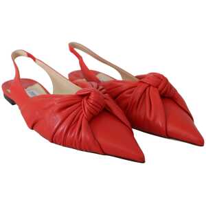 Jimmy Choo Chic Red Pointed Toe Leather Flats