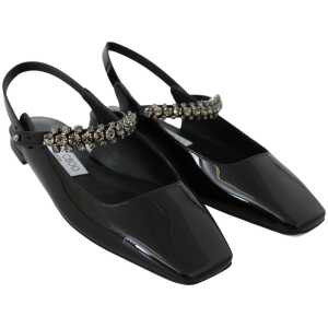 Jimmy Choo Elegant Black Patent Flats With Crystal Accent