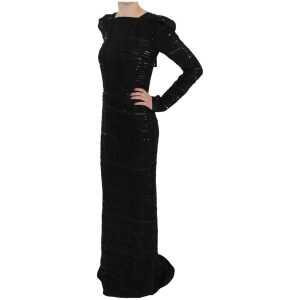 John Richmond Black Silk Sheath Maxi Dress With Sequins