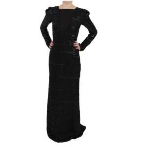 John Richmond Black Silk Sheath Maxi Dress With Sequins 5