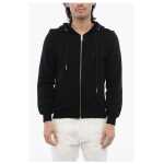 John Richmond Brushed Cotton Zipped Hoodie With Strass Tribal