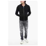 John Richmond Brushed Cotton Zipped Hoodie With Strass Tribal 8