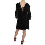 John Richmond Elegant Black Sequined Silk Mini Dress 2