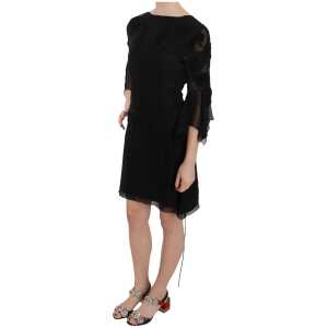 John Richmond Elegant Black Sequined Silk Mini Dress