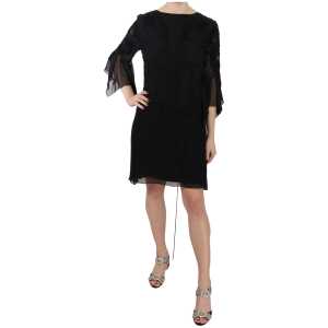 John Richmond Elegant Black Sequined Silk Mini Dress 5