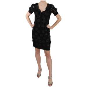 John Richmond Elegant Black Sheath Silk Dress 5