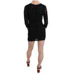 John Richmond Elegant Black Silk Mini Dress With Sequins 2