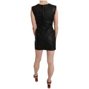 John Richmond Studded Black Leather Mini Sheath Dress