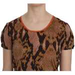 Just Cavalli Alluring Brown Snake Skin Pattern Blouse 2