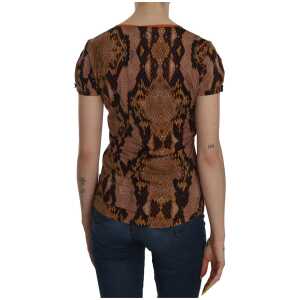 Just Cavalli Alluring Brown Snake Skin Pattern Blouse