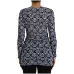 Just Cavalli Blue Floral Lace Long Sleeves Top Underwear Blouse 3