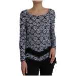 Just Cavalli Blue Floral Lace Long Sleeves Top Underwear Blouse 8
