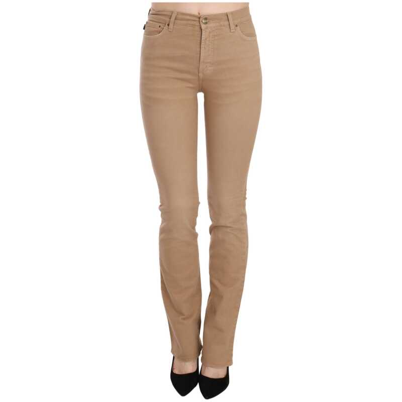 Just Cavalli Brown Cotton Stretch Mid Waist Skinny Trousers Pants, theFeinheit