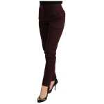 Just Cavalli Maroon Slim Fit Skinny Pants With Zipper Detail