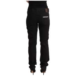 Just Cavalli Sleek Mid Waist Slim Fit Black Jeans