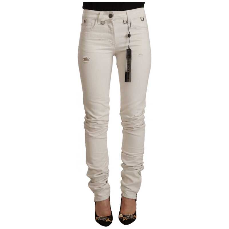 Karl Lagerfeld White Mid Waist Cotton Denim Slim Fit Jeans, theFeinheit