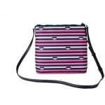 Kate Spade Jae Nylon Leather Flat Pink Striped Multi Crossbody Handbag Purse