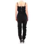 La Maison Du Couturier Elegant Black Leather Jumpsuit With Waist Strap 2