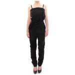 La Maison Du Couturier Elegant Black Leather Jumpsuit With Waist Strap 7