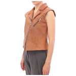 La Maison Du Couturier Sleeveless Leather Couture Vest In Rich Brown