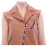 La Maison Du Couturier Sleeveless Leather Couture Vest In Rich Brown 3