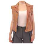 La Maison Du Couturier Sleeveless Leather Couture Vest In Rich Brown 4