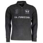 La Martina Black Cotton Men Polo Shirt