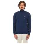 La Martina Blue Wool Men Sweater With Half Zip Closure 2